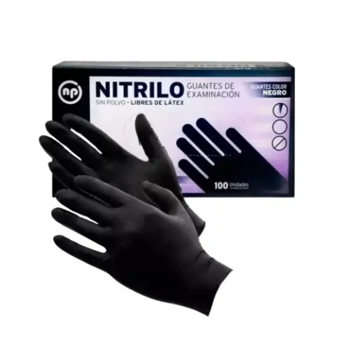 Guantes de nitrilo negros x 100 u. XS