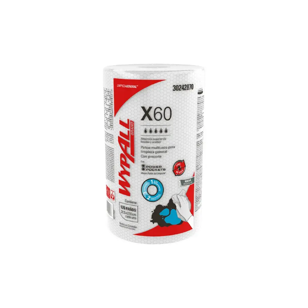 Wypall x60 rollo por 176 paños