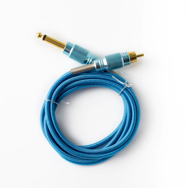 Clip RCA cable de tela Celeste